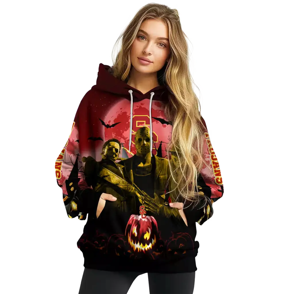 usc trojans halloween vibes red black hoodie high quality usc trojans halloween vibes red black hoodie high quality