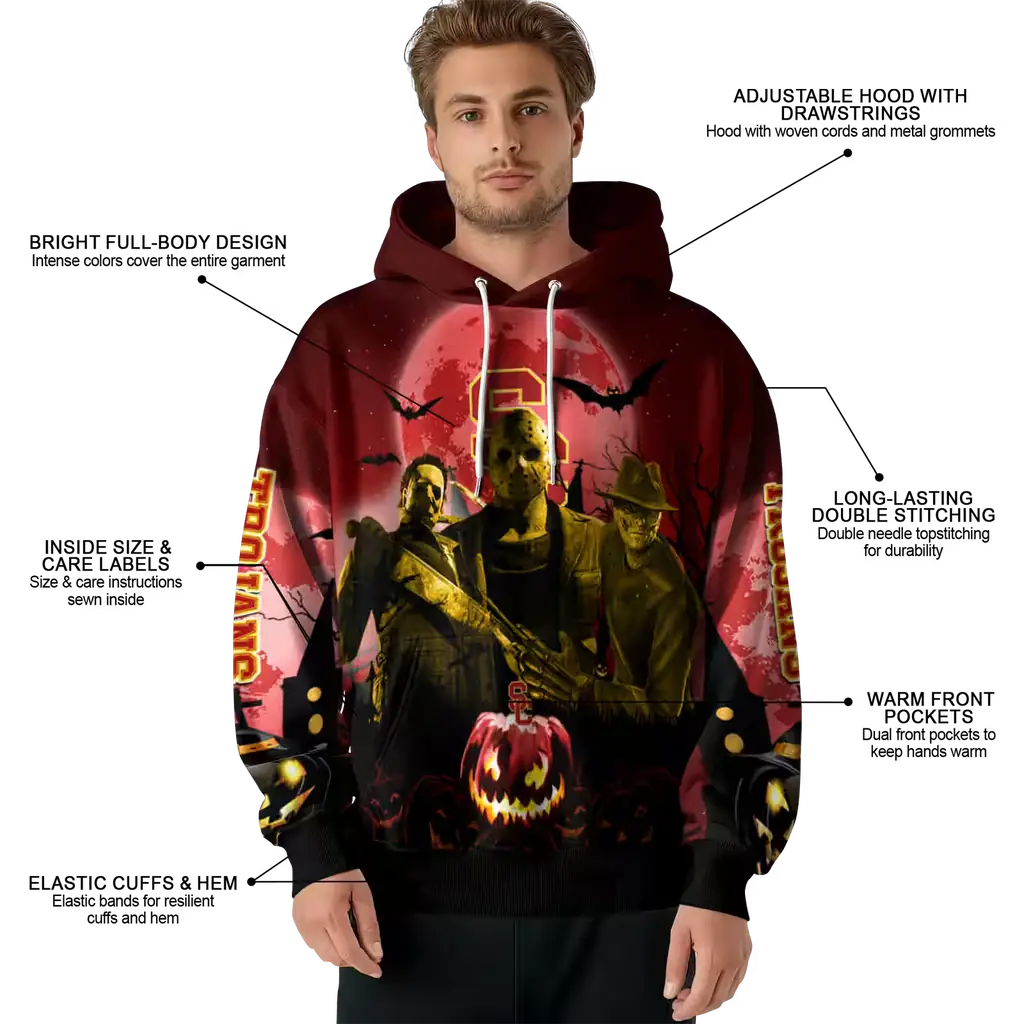 usc trojans halloween vibes red black hoodie latest model usc trojans halloween vibes red black hoodie latest model