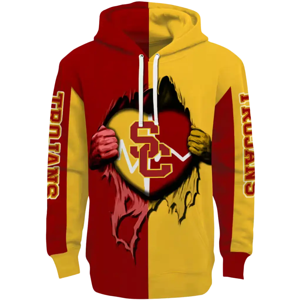 usc trojans heartbeat graphic red hoodie best selling usc trojans heartbeat graphic red hoodie best selling