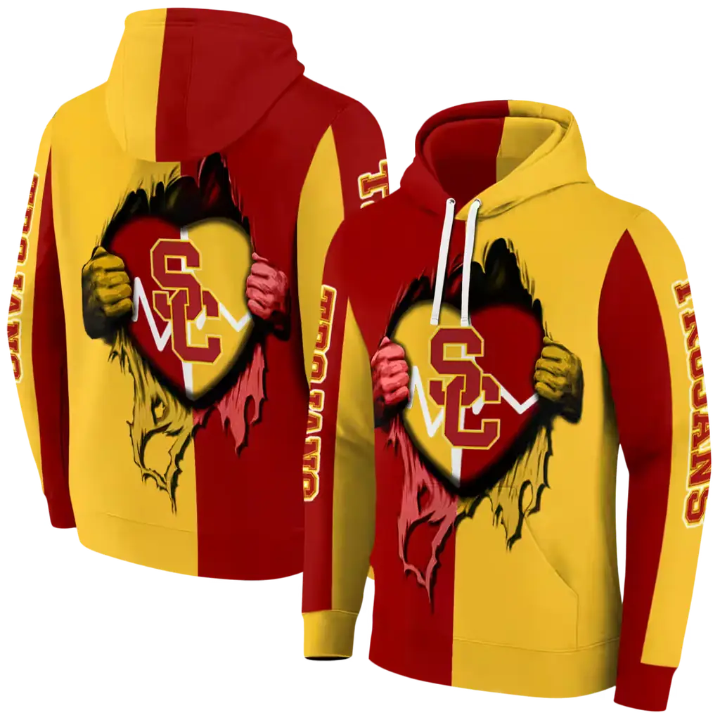 usc trojans heartbeat graphic red hoodie fashion forward usc trojans heartbeat graphic red hoodie fashion forward