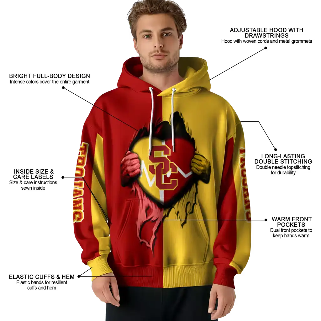 usc trojans heartbeat graphic red hoodie latest model usc trojans heartbeat graphic red hoodie latest model