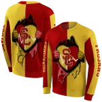usc trojans heartbeat graphic red hoodie best selling