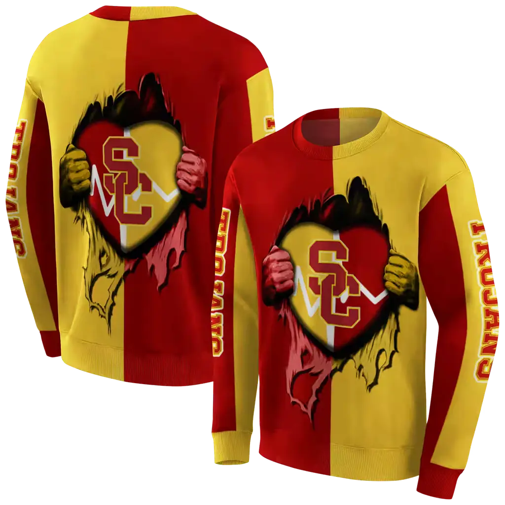 usc trojans heartbeat graphic red hoodie premium grade usc trojans heartbeat graphic red hoodie premium grade