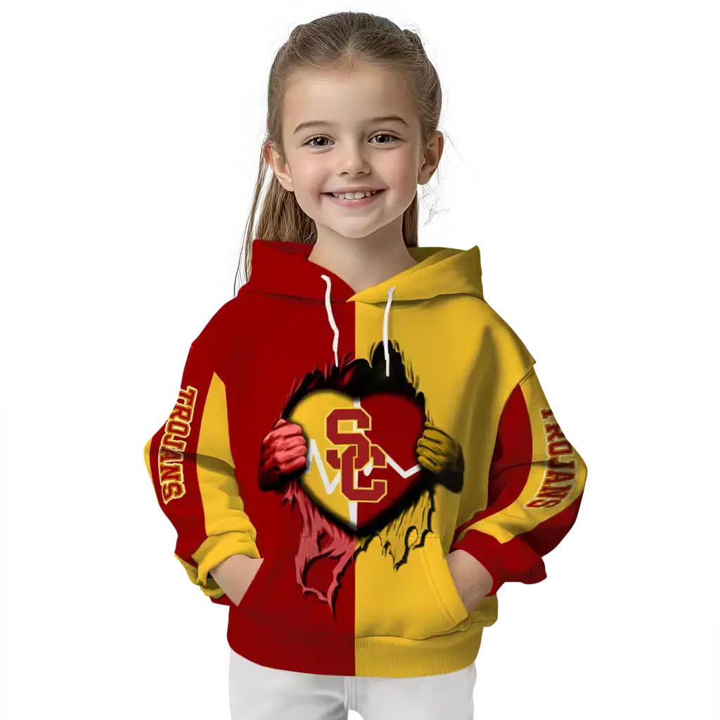 usc trojans heartbeat graphic red hoodie top rated usc trojans heartbeat graphic red hoodie top rated