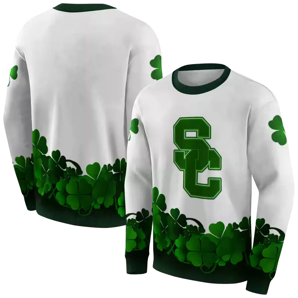 usc trojans lucky motif white green hoodie premium grade usc trojans lucky motif white green hoodie premium grade