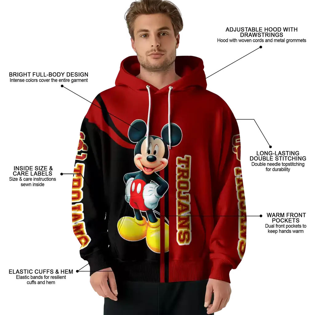 usc trojans mickey mouse red black hoodie latest model usc trojans mickey mouse red black hoodie latest model