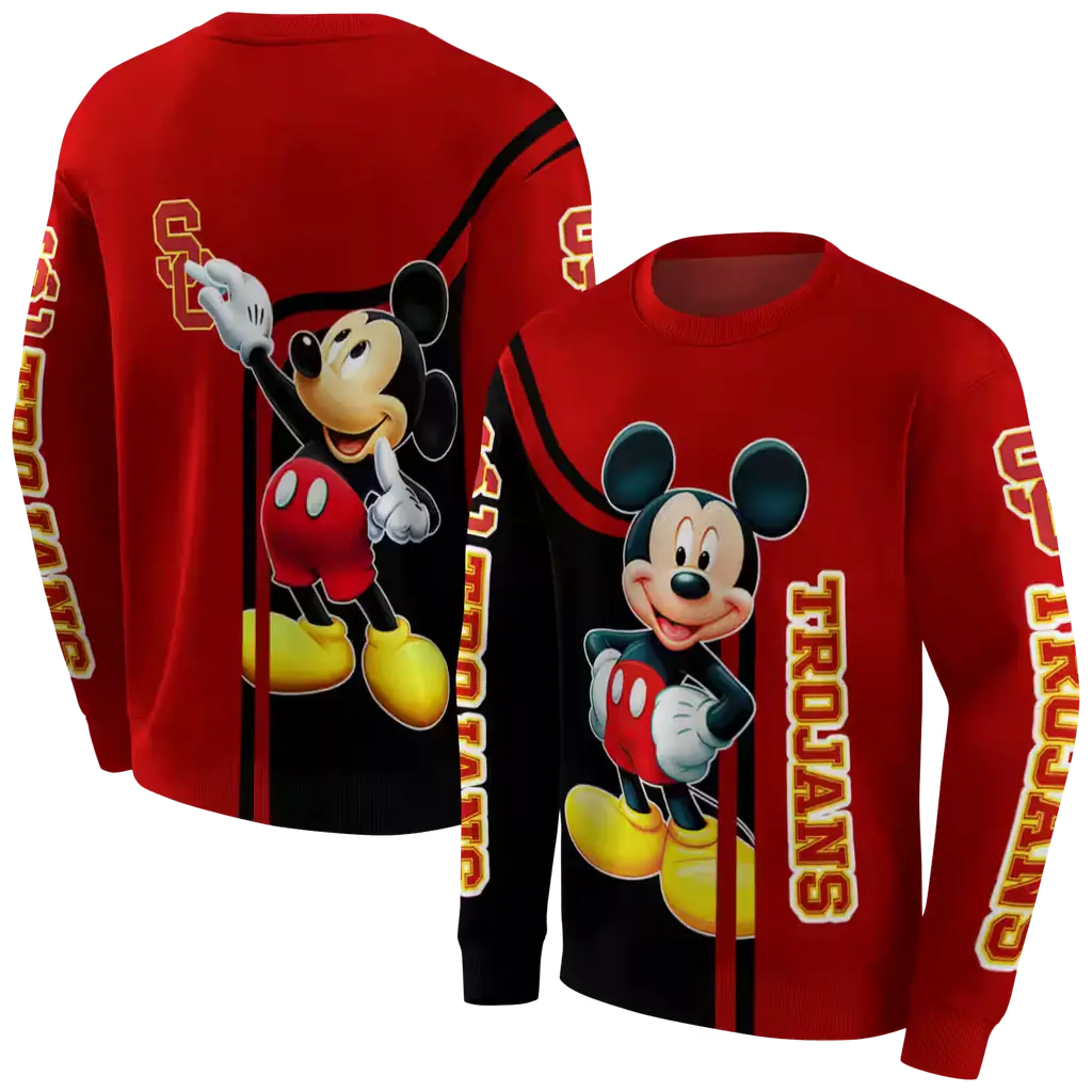 usc trojans mickey mouse red black hoodie premium grade usc trojans mickey mouse red black hoodie premium grade