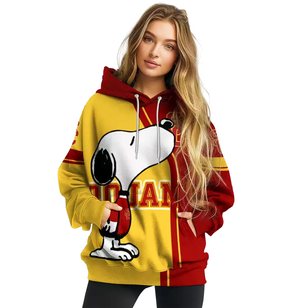 usc trojans playful snoopy red hoodie high quality usc trojans playful snoopy red hoodie high quality