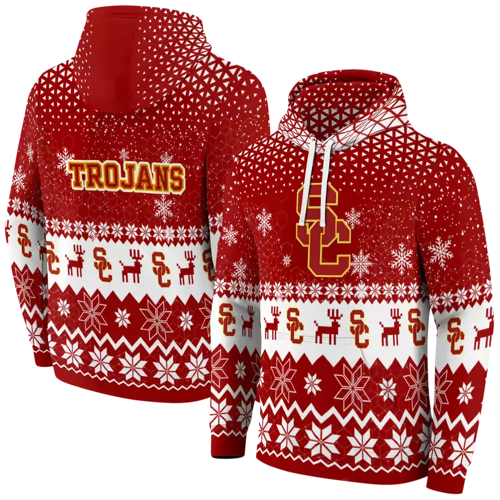 usc trojans reindeer motif red hoodie fashion forward usc trojans reindeer motif red hoodie fashion forward