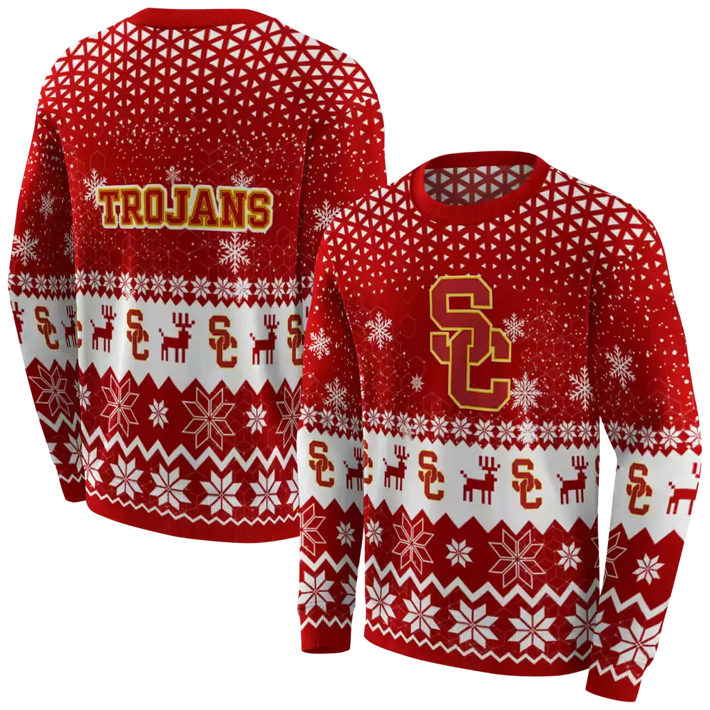 usc trojans reindeer motif red hoodie premium grade usc trojans reindeer motif red hoodie premium grade