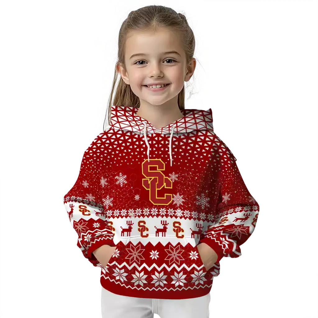 usc trojans reindeer motif red hoodie top rated usc trojans reindeer motif red hoodie top rated