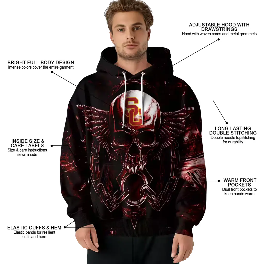 usc trojans skull artwork red black hoodie latest model usc trojans skull artwork red black hoodie latest model