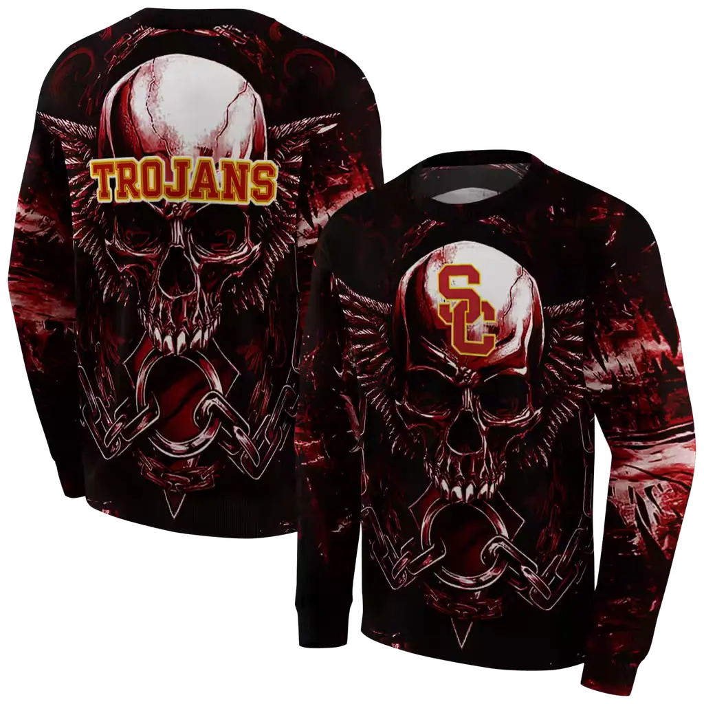 usc trojans skull artwork red black hoodie premium grade usc trojans skull artwork red black hoodie premium grade