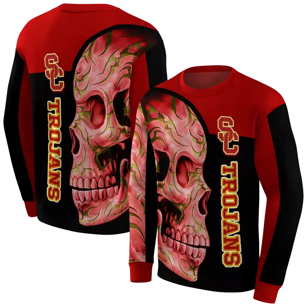 usc trojans skull motif red black hoodie premium grade usc trojans skull motif red black hoodie premium grade