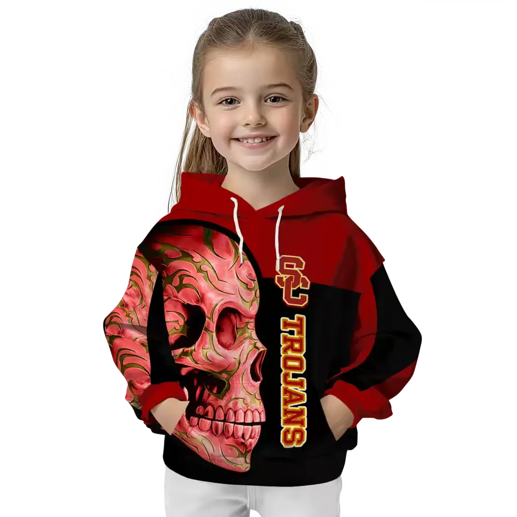 usc trojans skull motif red black hoodie top rated usc trojans skull motif red black hoodie top rated