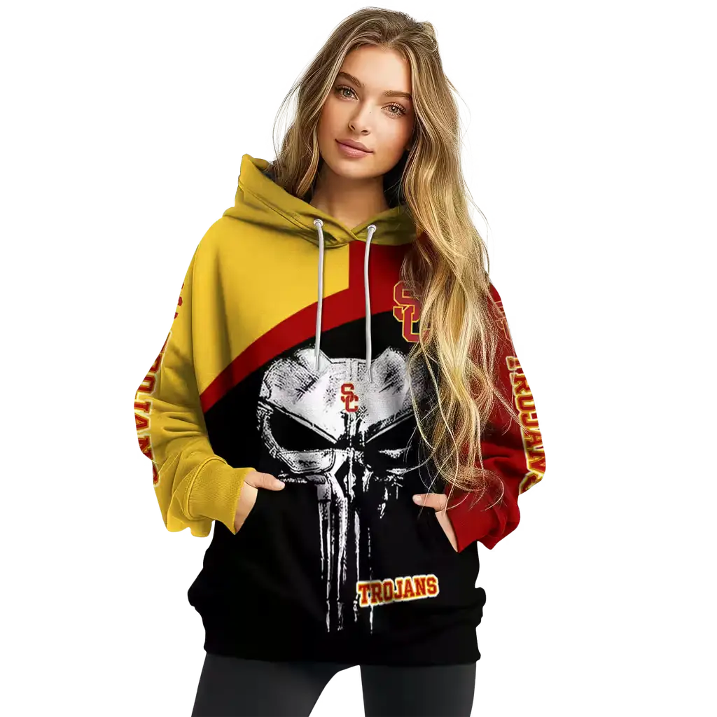 usc trojans skull punisher yellow black hoodie high quality usc trojans skull punisher yellow black hoodie high quality