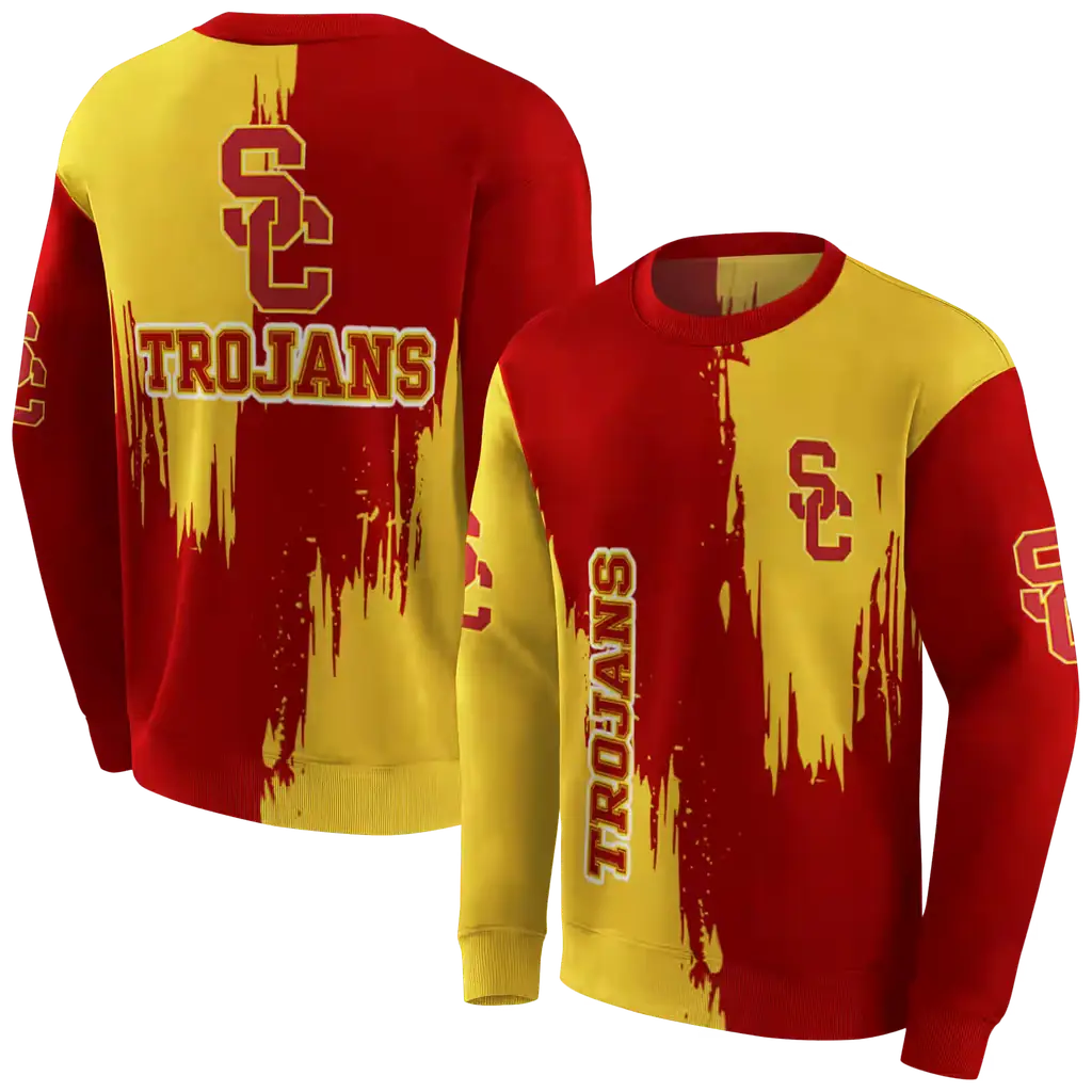 usc trojans splatter effect red hoodie premium grade usc trojans splatter effect red hoodie premium grade