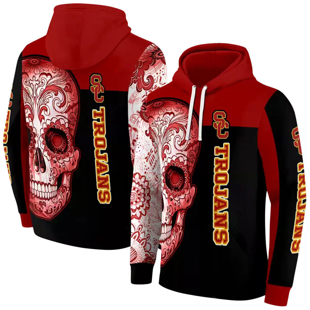 usc trojans sugar skull red black hoodie fashion forward usc trojans sugar skull red black hoodie fashion forward