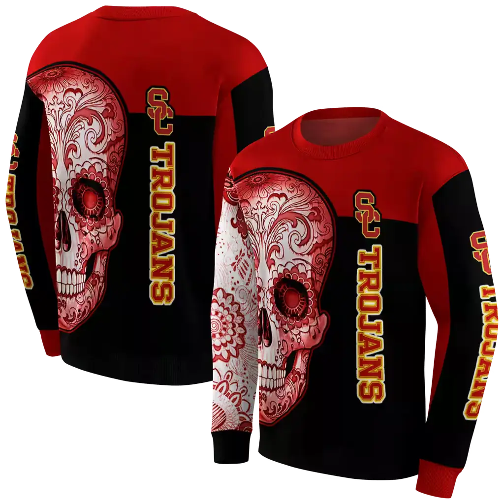 usc trojans sugar skull red black hoodie premium grade usc trojans sugar skull red black hoodie premium grade