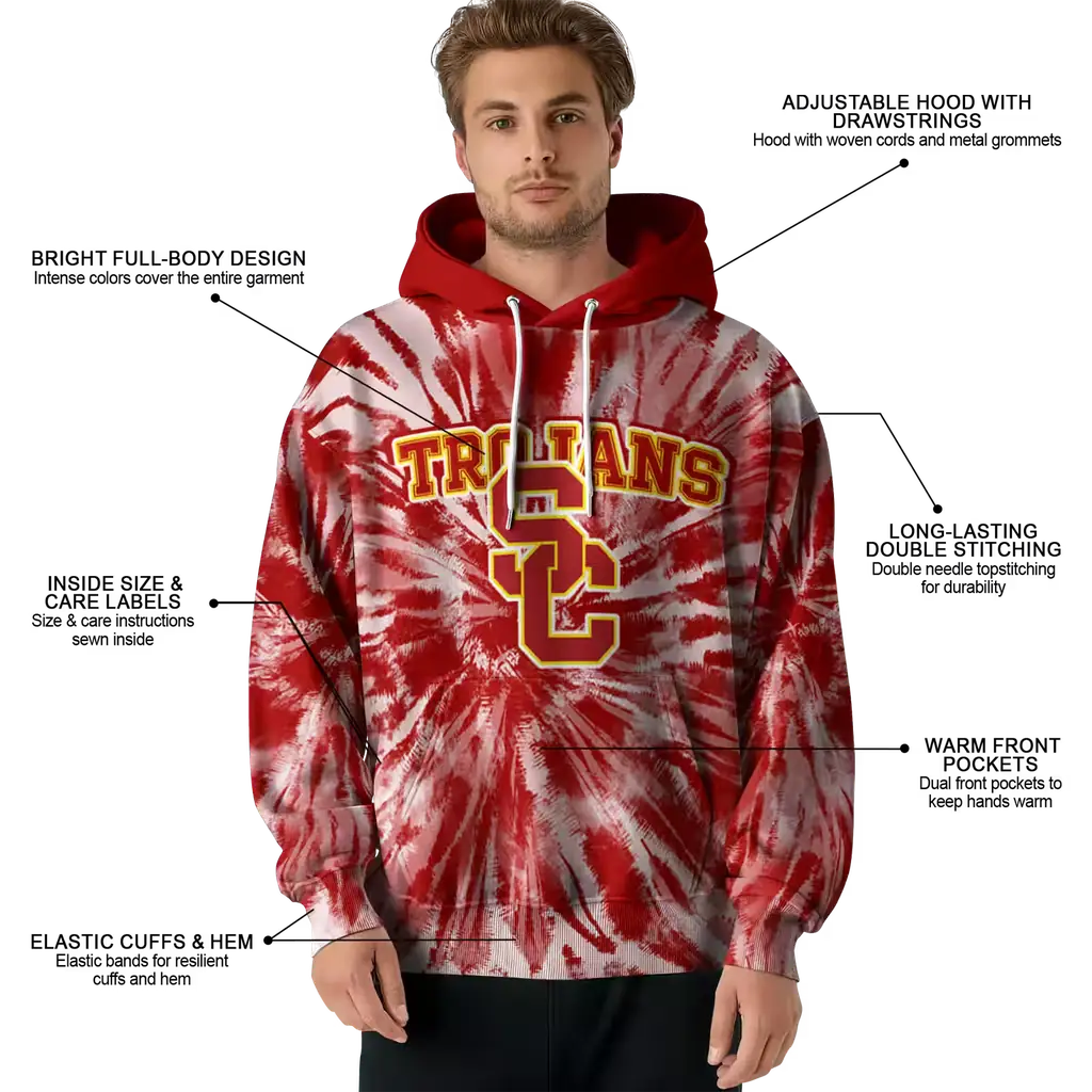 usc trojans tie dye pattern red hoodie latest model usc trojans tie dye pattern red hoodie latest model