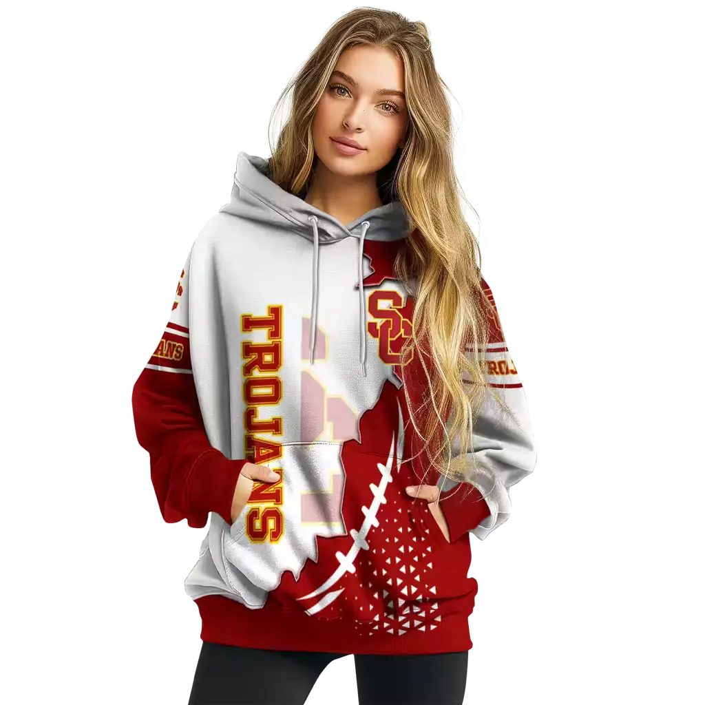 usc trojans triangular pattern red white hoodie high quality usc trojans triangular pattern red white hoodie high quality