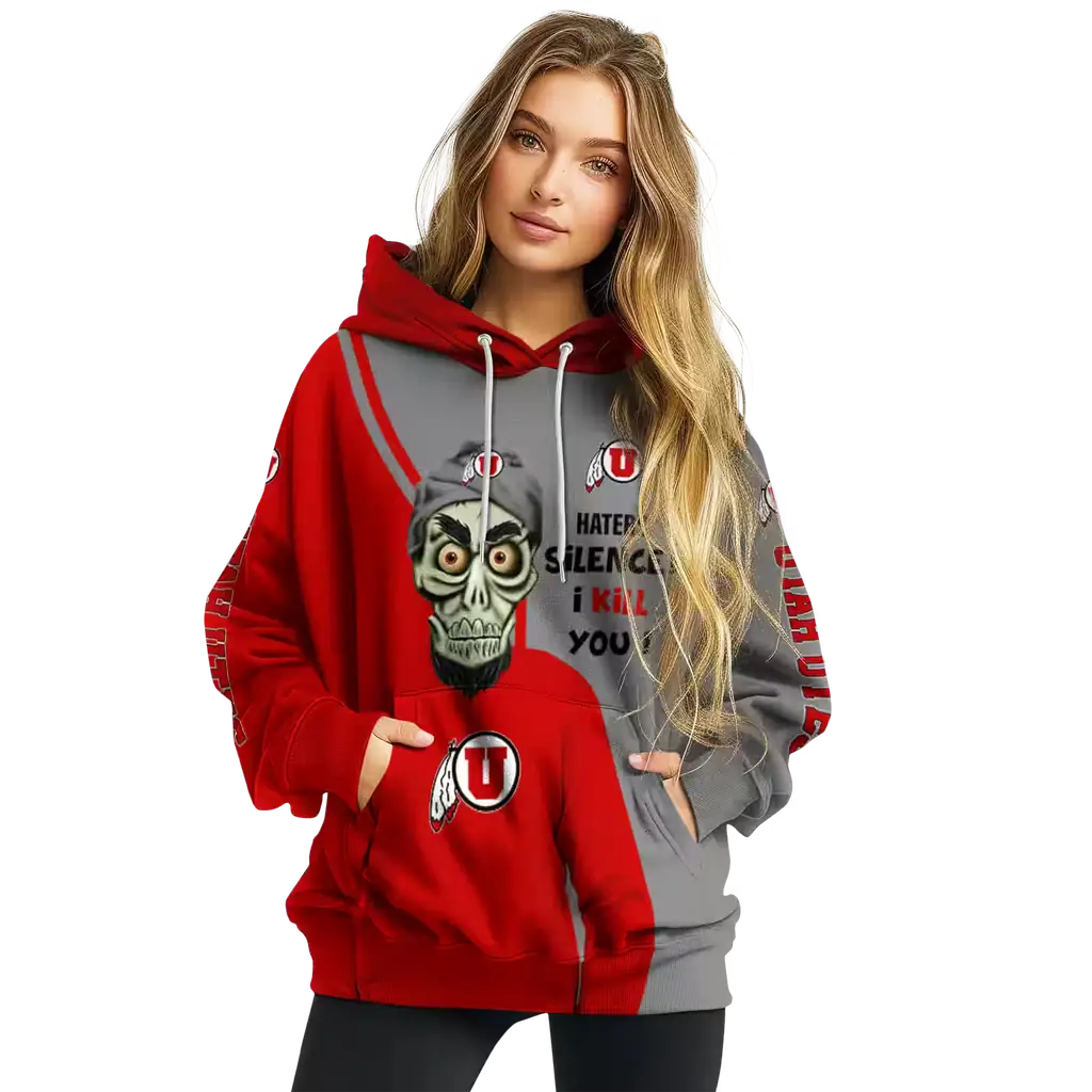 utah utes achmed skull red hoodie high quality utah utes achmed skull red hoodie high quality