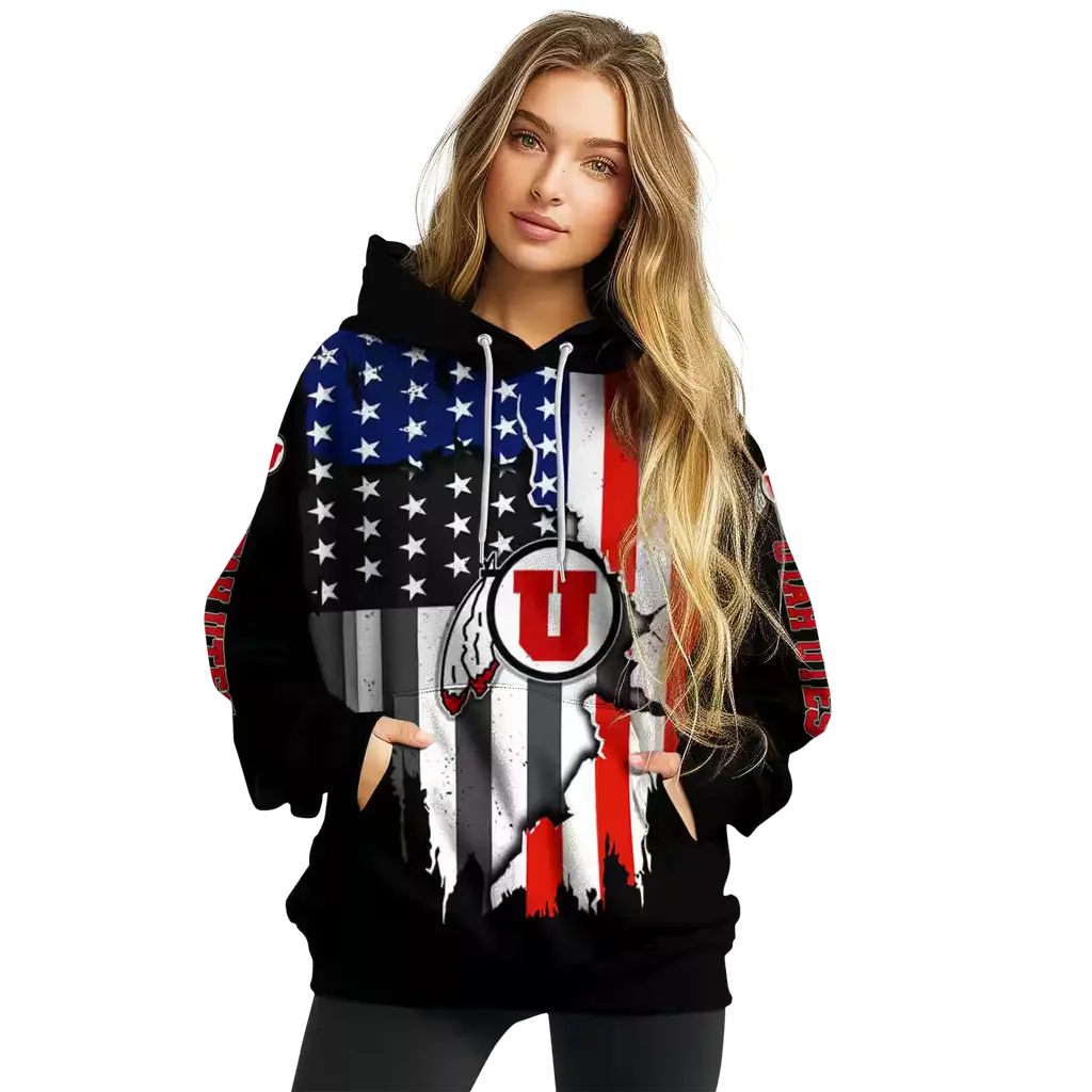 utah utes american pride black hoodie high quality utah utes american pride black hoodie high quality