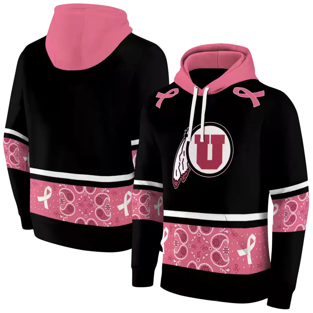 utah utes awareness ribbon black pink hoodie fashion forward utah utes awareness ribbon black pink hoodie fashion forward