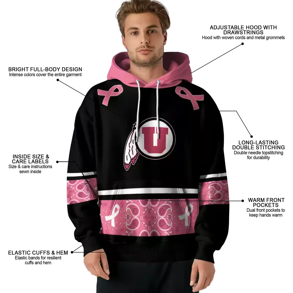 utah utes awareness ribbon black pink hoodie latest model utah utes awareness ribbon black pink hoodie latest model
