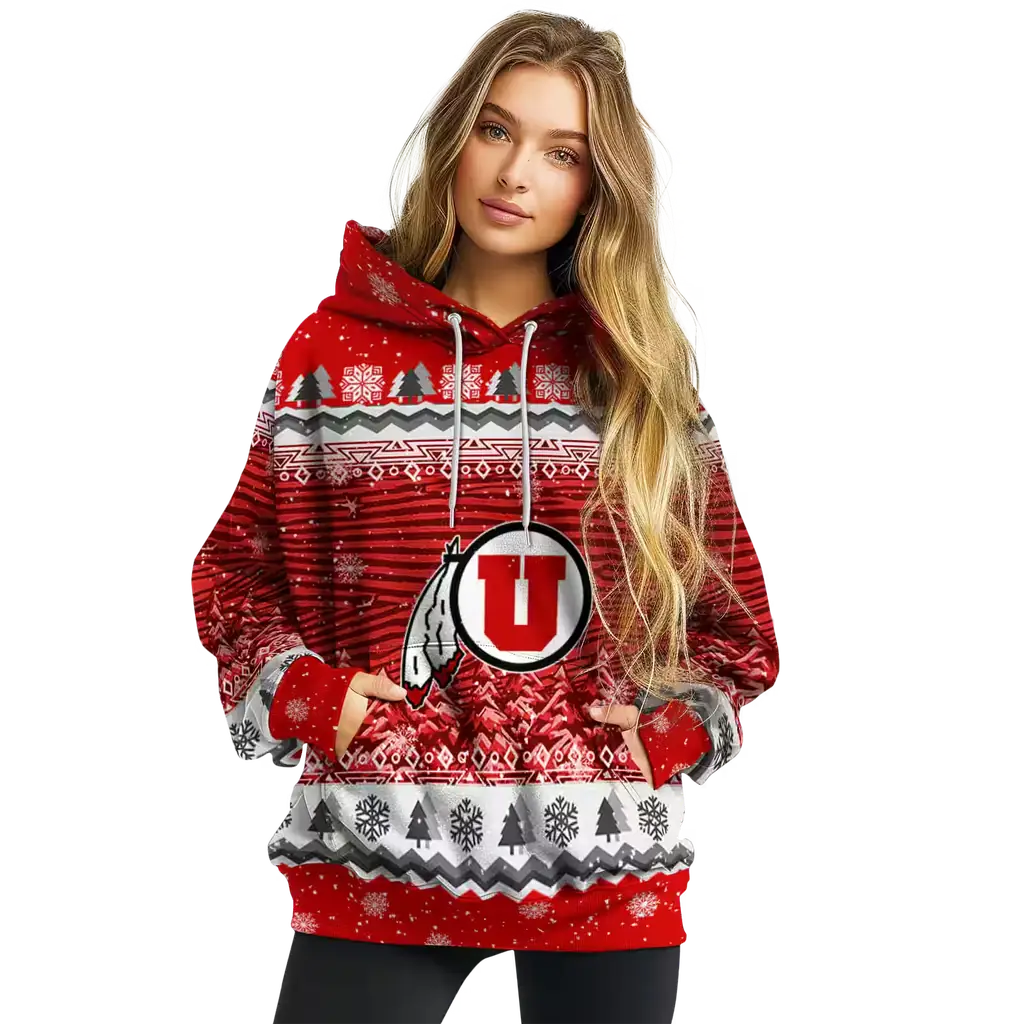 utah utes christmas trees red hoodie high quality utah utes christmas trees red hoodie high quality