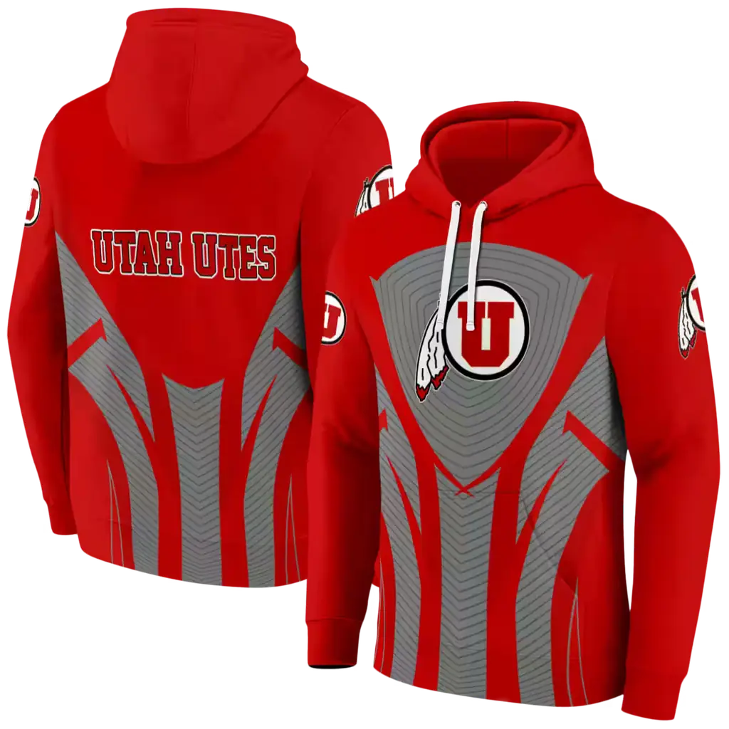 utah utes concentric lines red black hoodie fashion forward utah utes concentric lines red black hoodie fashion forward