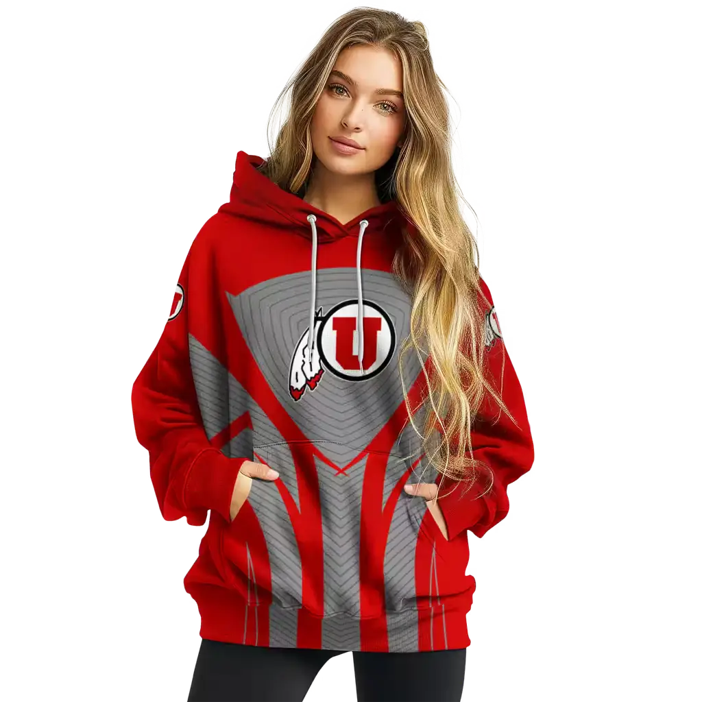 utah utes concentric lines red black hoodie high quality utah utes concentric lines red black hoodie high quality