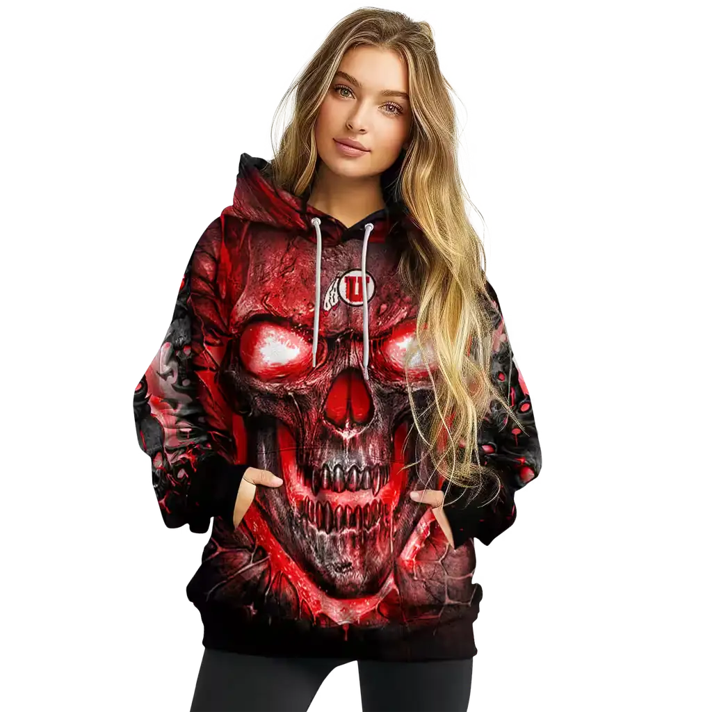 utah utes demonic skull red black hoodie high quality utah utes demonic skull red black hoodie high quality