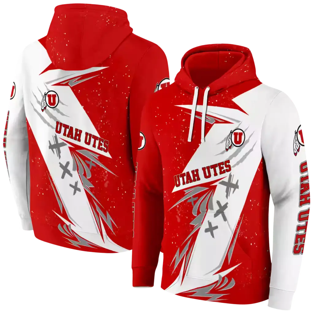 utah utes dynamic slash red white hoodie fashion forward utah utes dynamic slash red white hoodie fashion forward