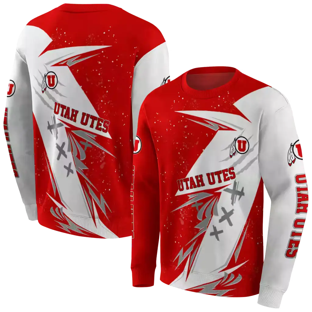 utah utes dynamic slash red white hoodie premium grade utah utes dynamic slash red white hoodie premium grade