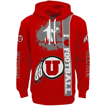utah utes football heartbeat red hoodie best selling