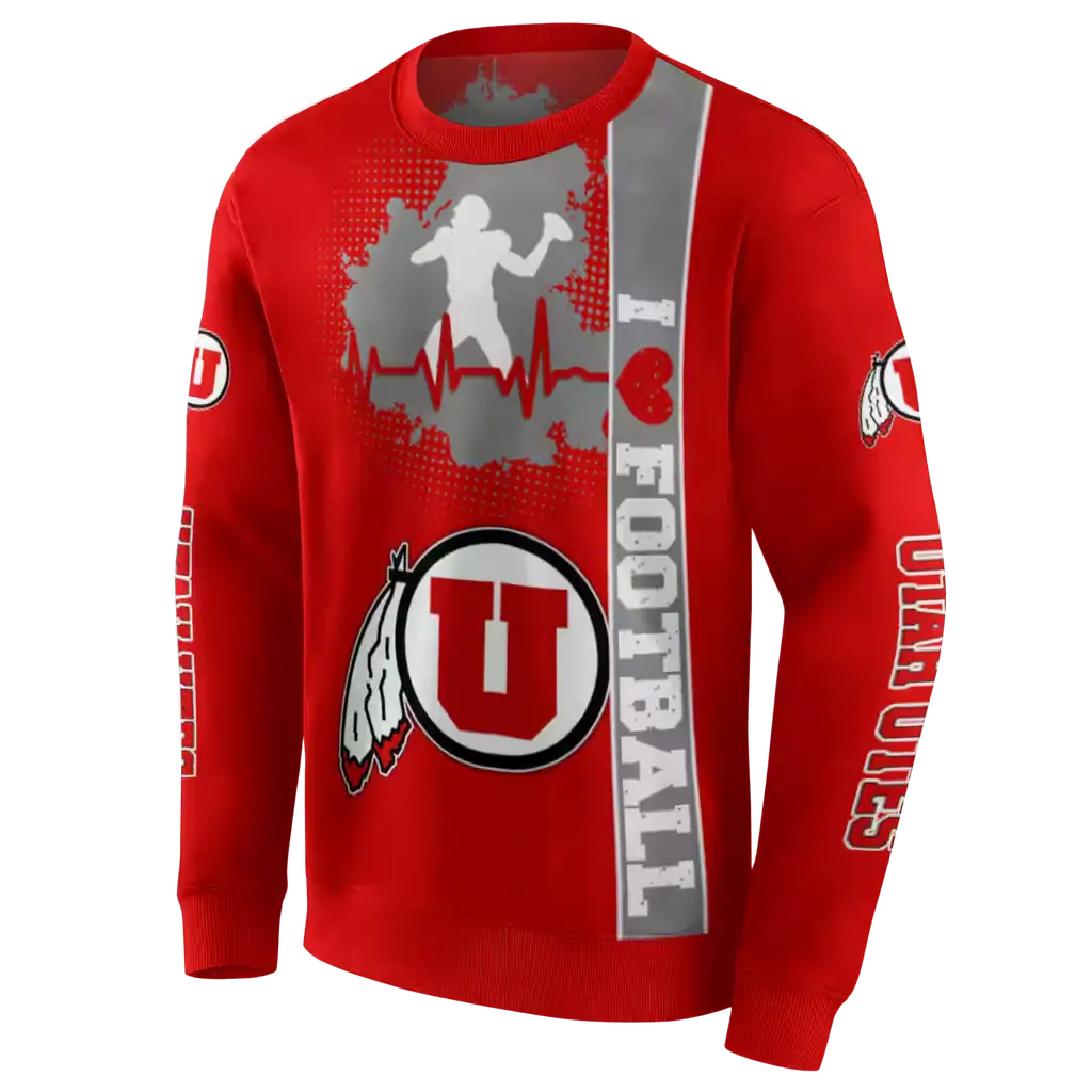 utah utes football heartbeat red hoodie new arrival utah utes football heartbeat red hoodie new arrival