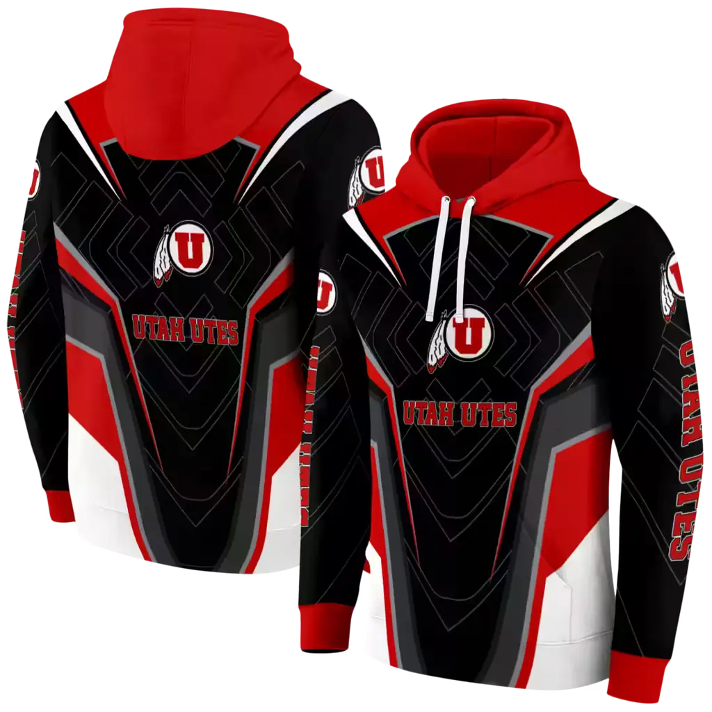 utah utes futuristic pattern red black hoodie fashion forward utah utes futuristic pattern red black hoodie fashion forward