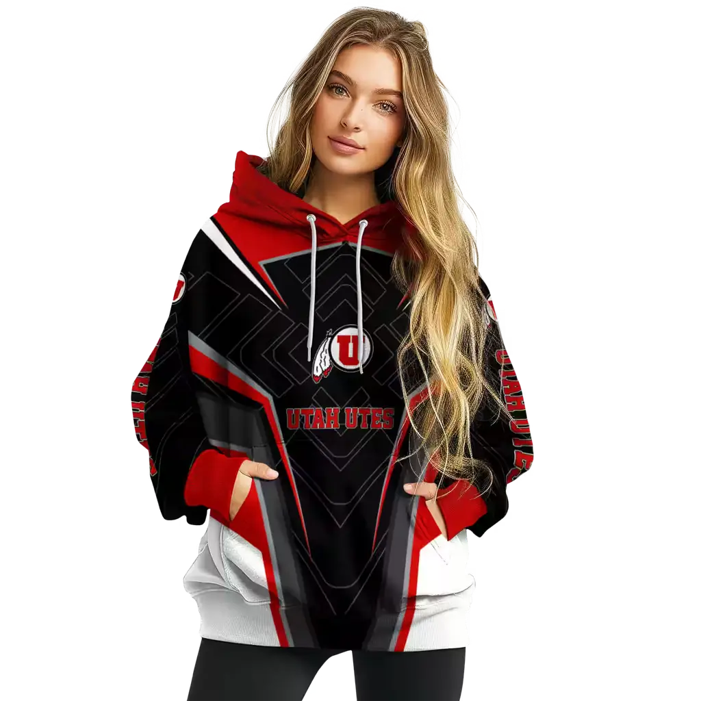 utah utes futuristic pattern red black hoodie high quality utah utes futuristic pattern red black hoodie high quality