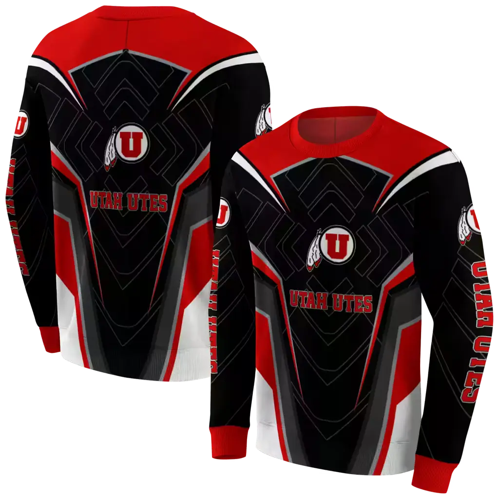 utah utes futuristic pattern red black hoodie premium grade utah utes futuristic pattern red black hoodie premium grade
