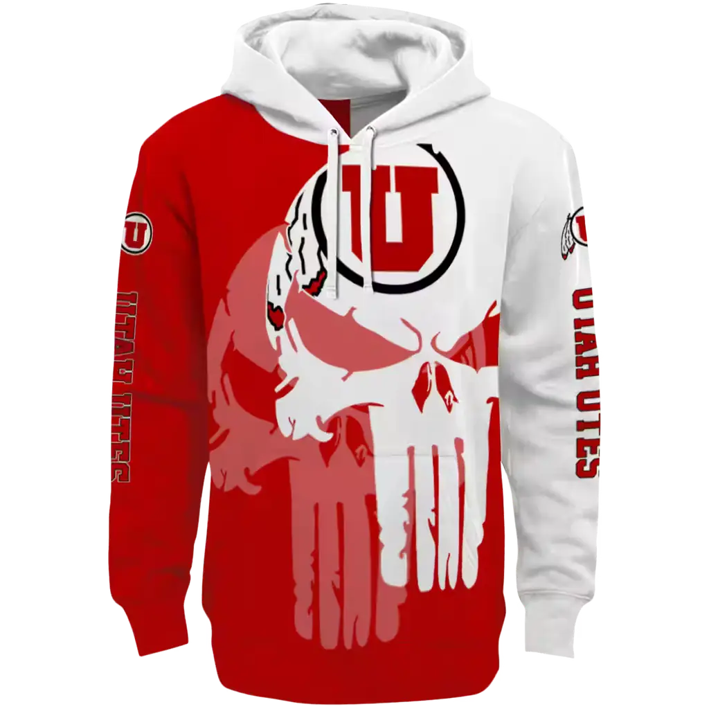 utah utes graphic punisher red white hoodie best selling utah utes graphic punisher red white hoodie best selling
