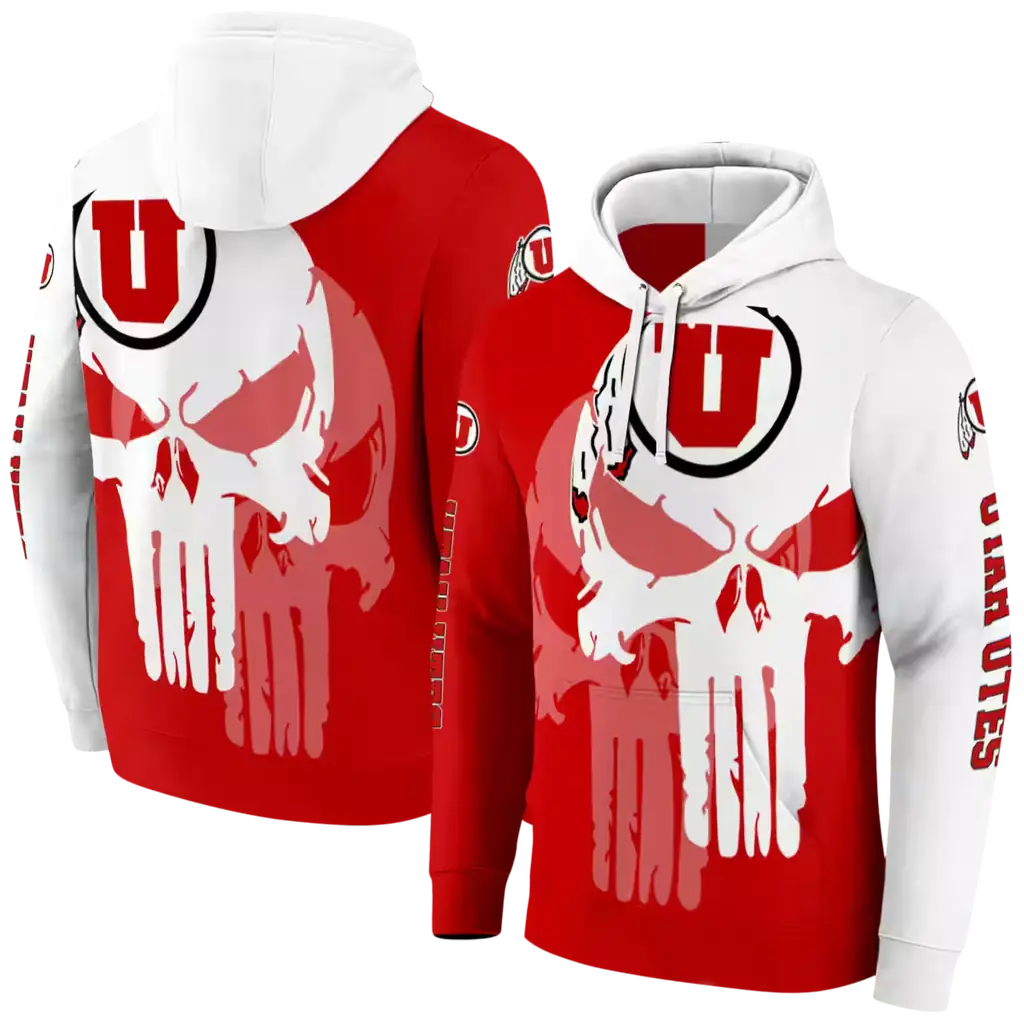 utah utes graphic punisher red white hoodie fashion forward utah utes graphic punisher red white hoodie fashion forward