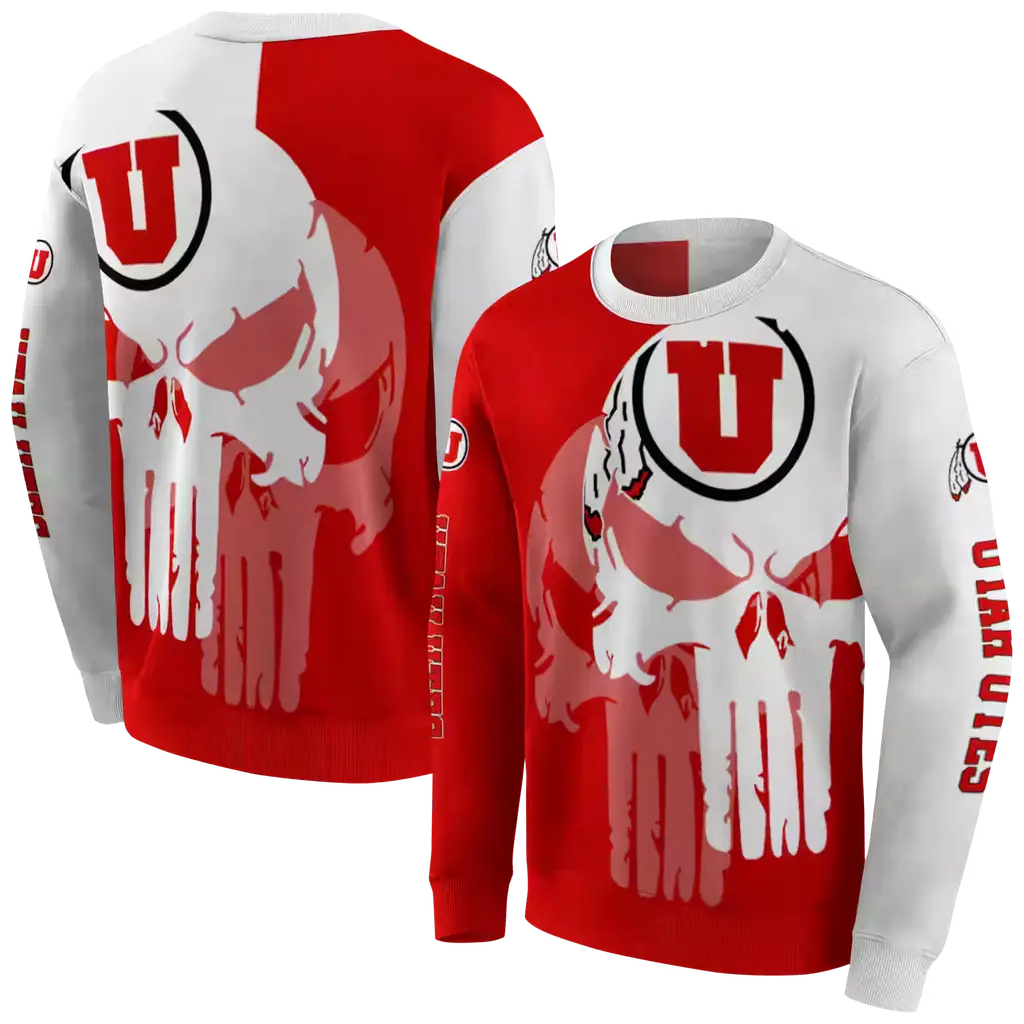 utah utes graphic punisher red white hoodie premium grade utah utes graphic punisher red white hoodie premium grade