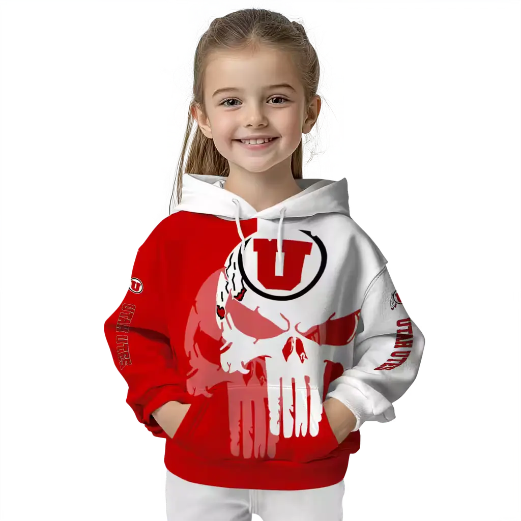 utah utes graphic punisher red white hoodie top rated utah utes graphic punisher red white hoodie top rated