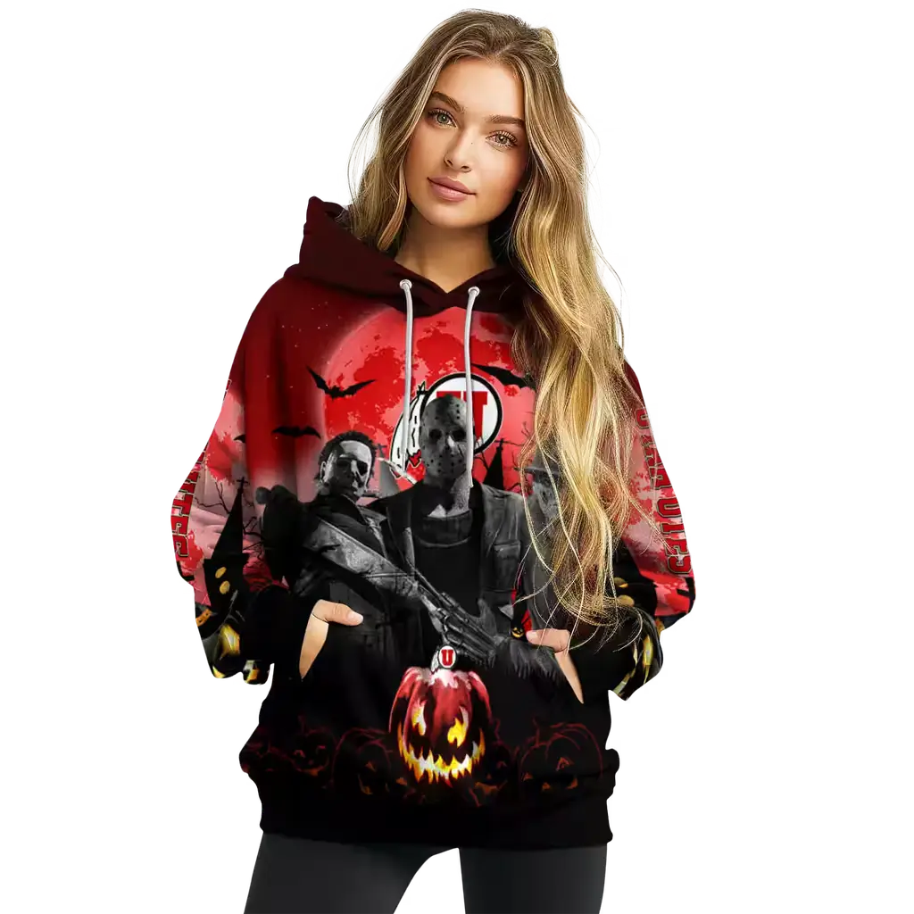 utah utes halloween vibes red black hoodie high quality utah utes halloween vibes red black hoodie high quality