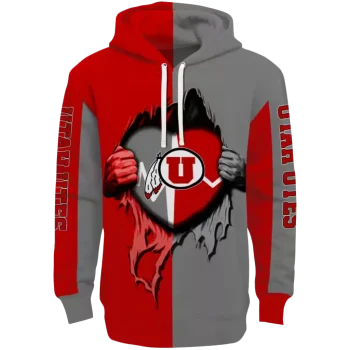 utah utes heartbeat graphic red hoodie best selling