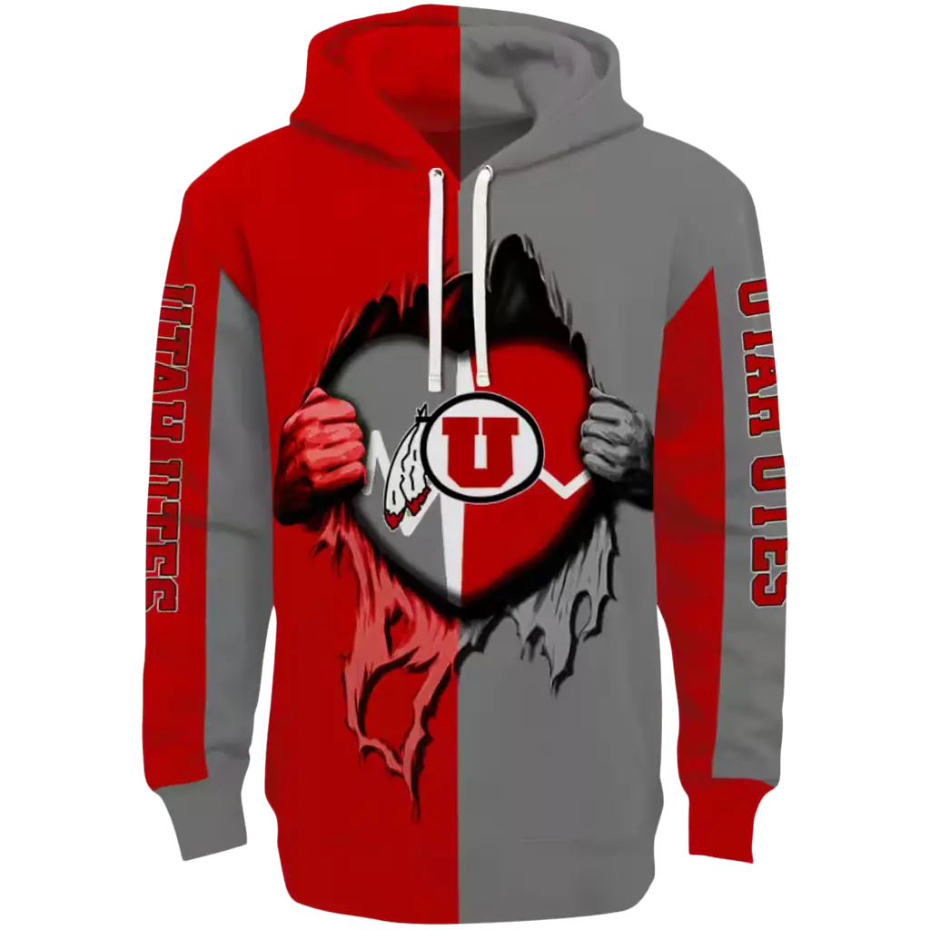 utah utes heartbeat graphic red hoodie best selling utah utes heartbeat graphic red hoodie best selling