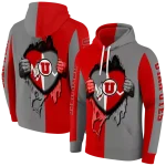 utah utes heartbeat graphic red hoodie best selling