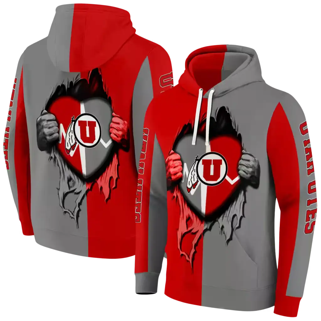 utah utes heartbeat graphic red hoodie fashion forward utah utes heartbeat graphic red hoodie fashion forward