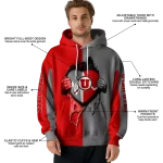 utah utes heartbeat graphic red hoodie best selling